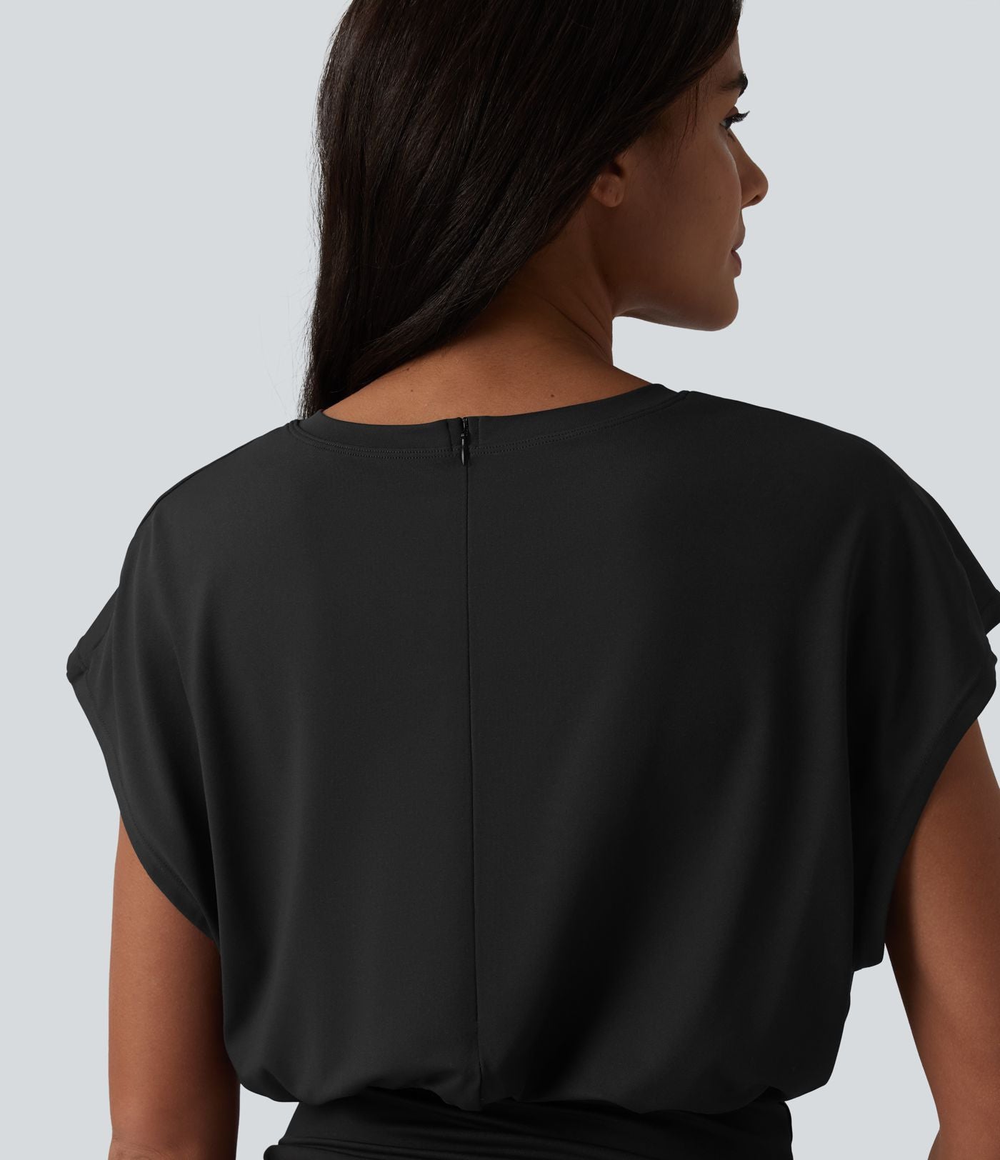 Robe décontractée mini moulante 2-en-1 col rond manches courtes