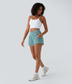 Breezeful™ Shorts 10cm Yoga Séchage Rapide 2 en 1 Taille Haute Poches Latérales Croisées