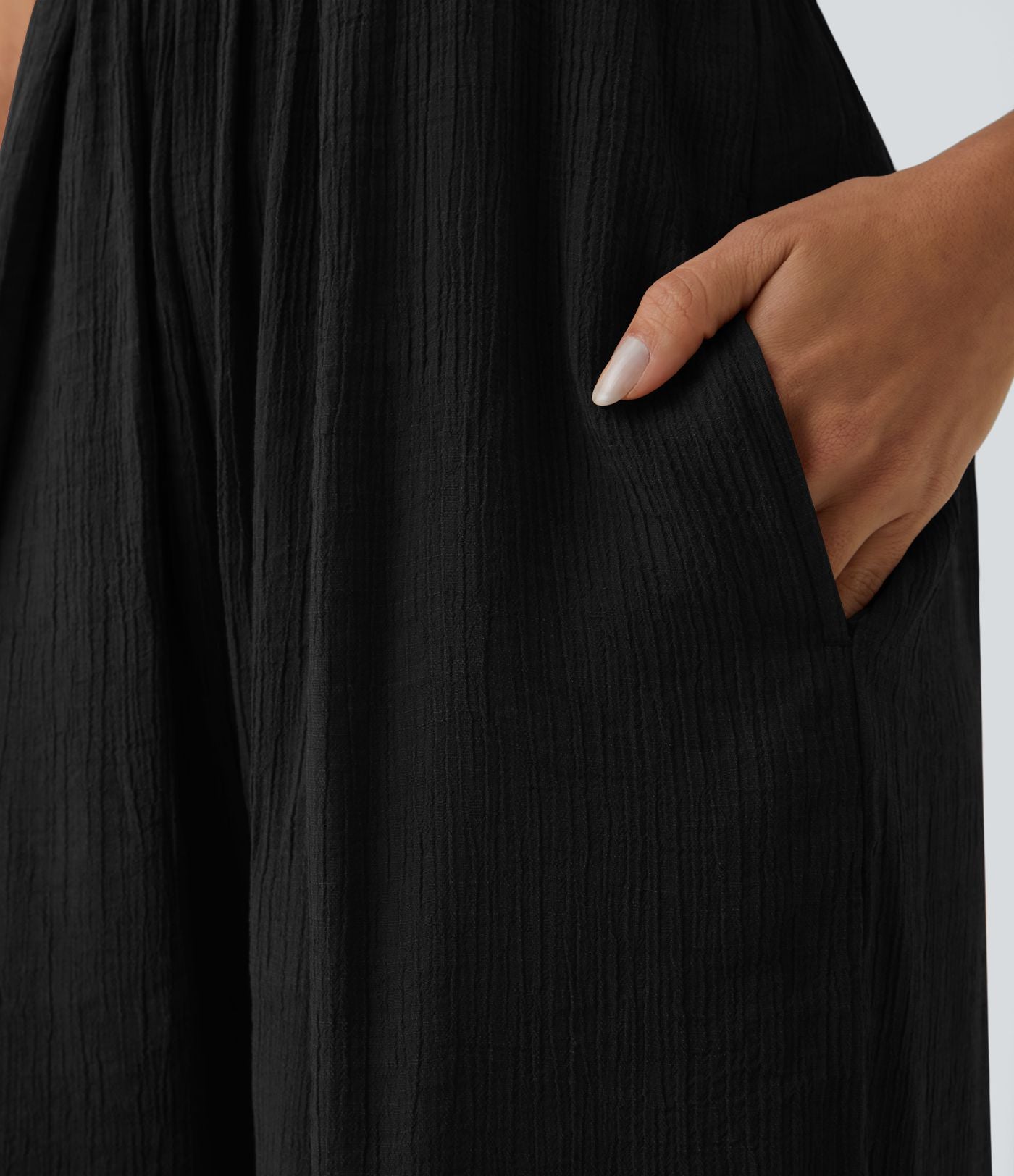 Combinaison Dos Nu Fines Bretelles Lacets Poche Latérale Plissée Grande Taille