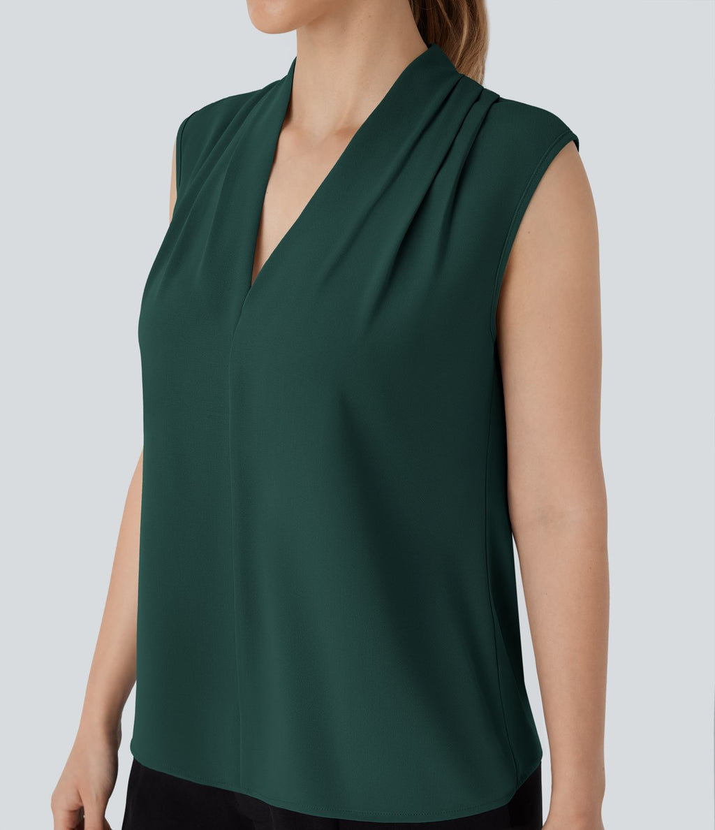 Blouse sans manches col V pour le bureau