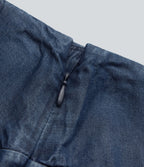 Jupe en jean midi fluide drapée en lyocell taille haute avec fermeture éclair invisible, ourlet asymétrique et poches