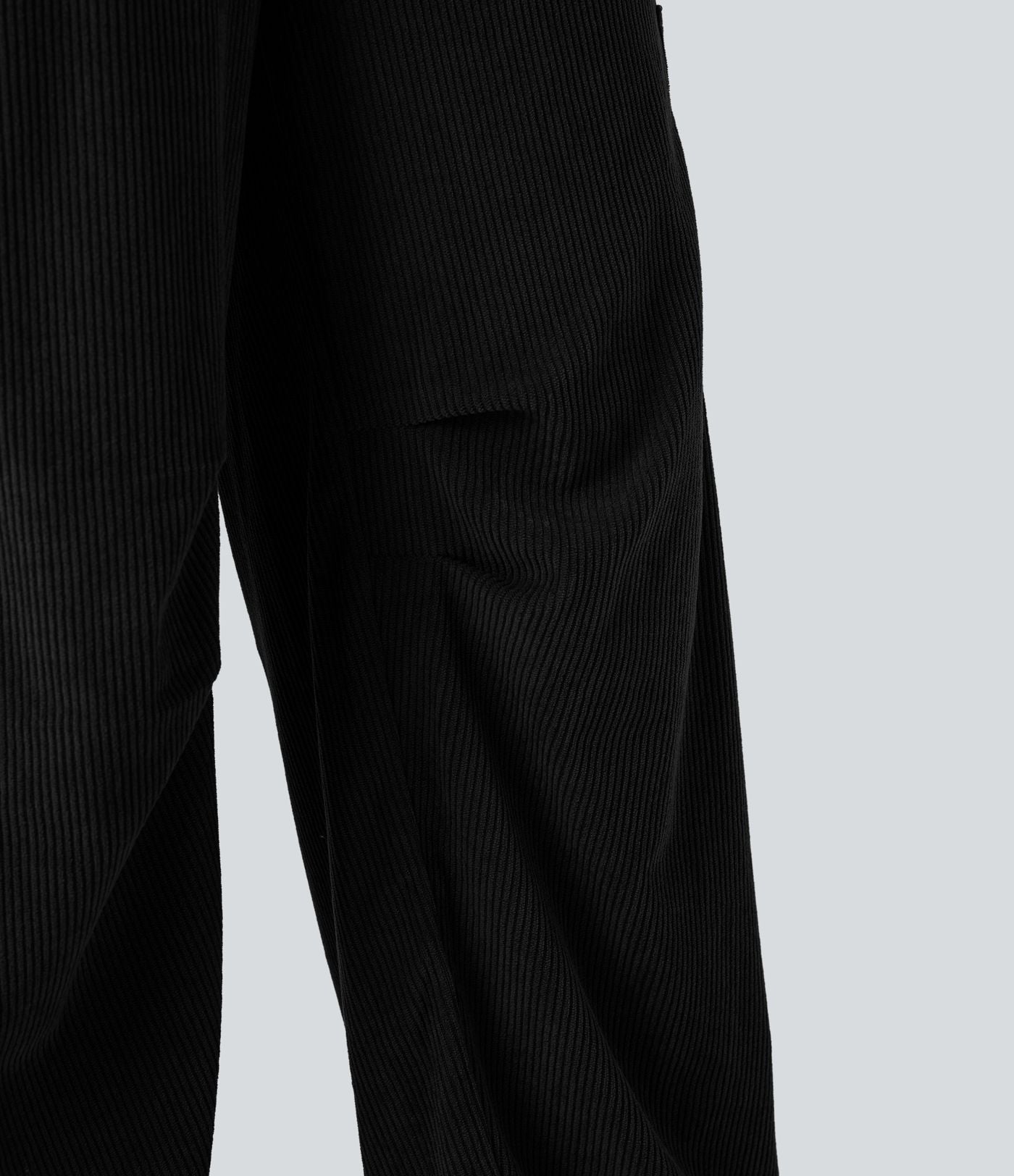 Pantalon décontracté droit en velours côtelé, taille haute, avec poches