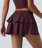 Jupe mini décontractée SoftlyZero™ Airy à volants 2-en-1 taille mi-haute effet frais InstantCool détails œillets avec poche