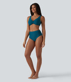 Haut de bikini brillant à col en V, bonnets E-G