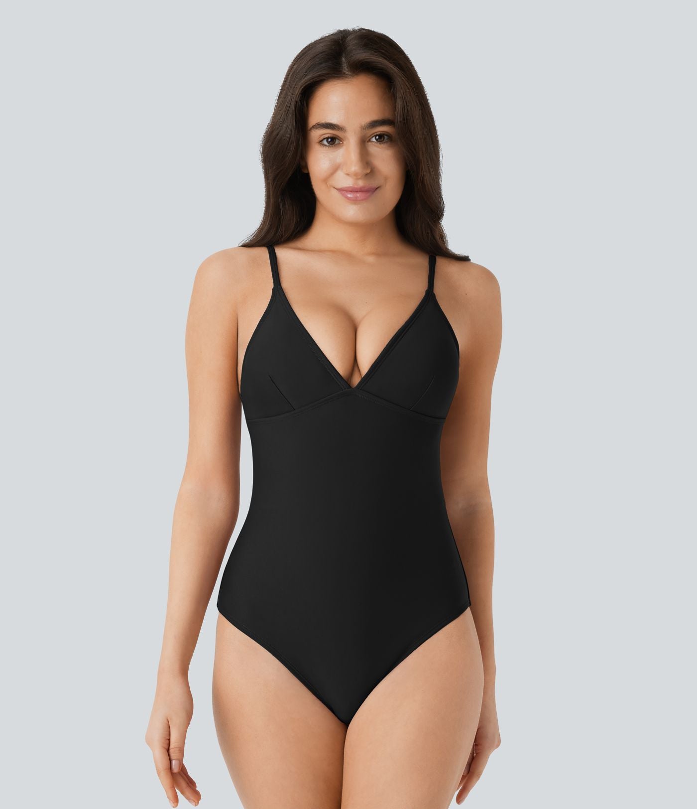 Maillot de bain une pièce gainant à dos nu avec décolleté plongeant en V et bretelles ajustables