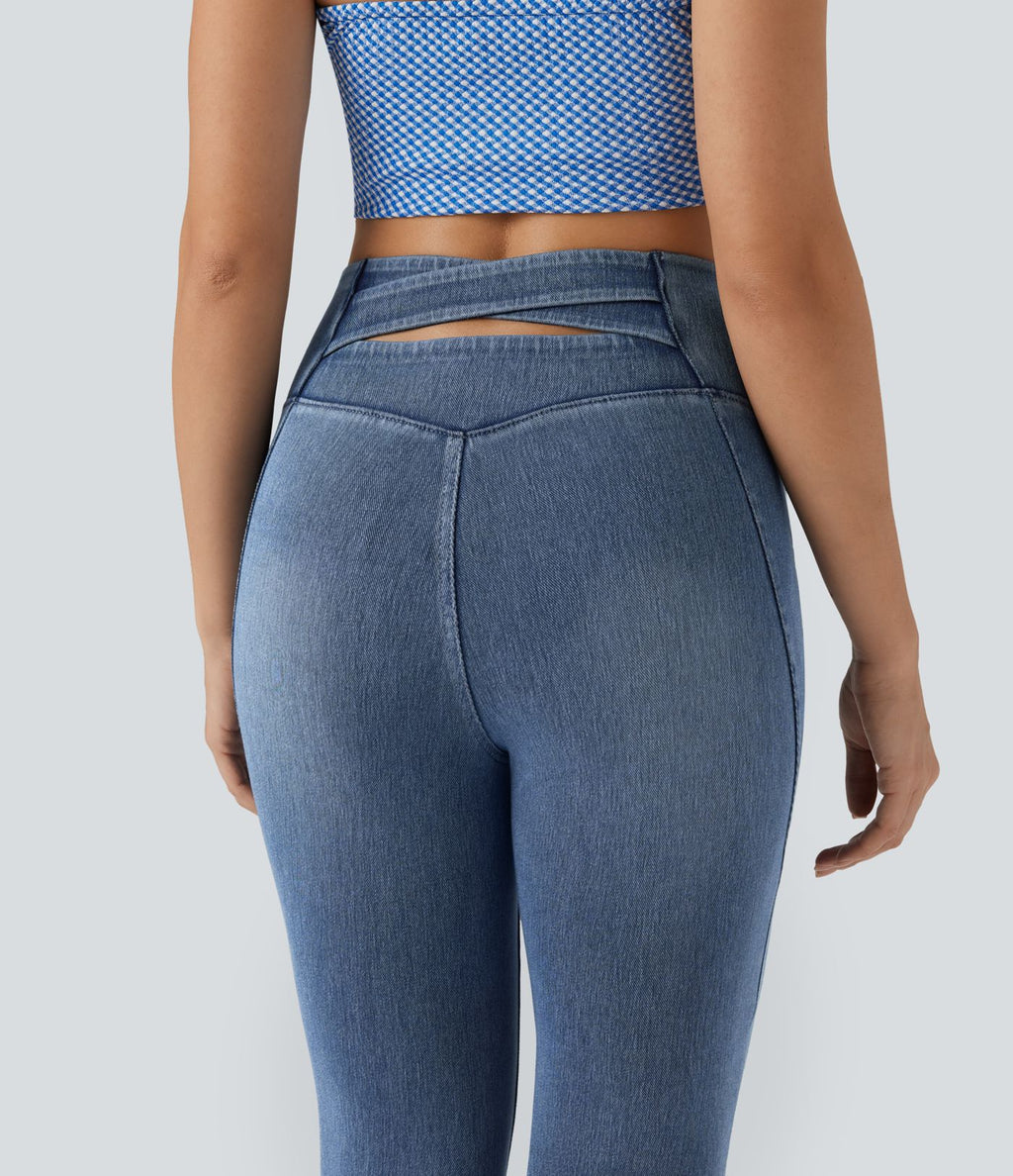 Jean skinny 7/8 Halara Flex™ taille haute dos croisé avec poches