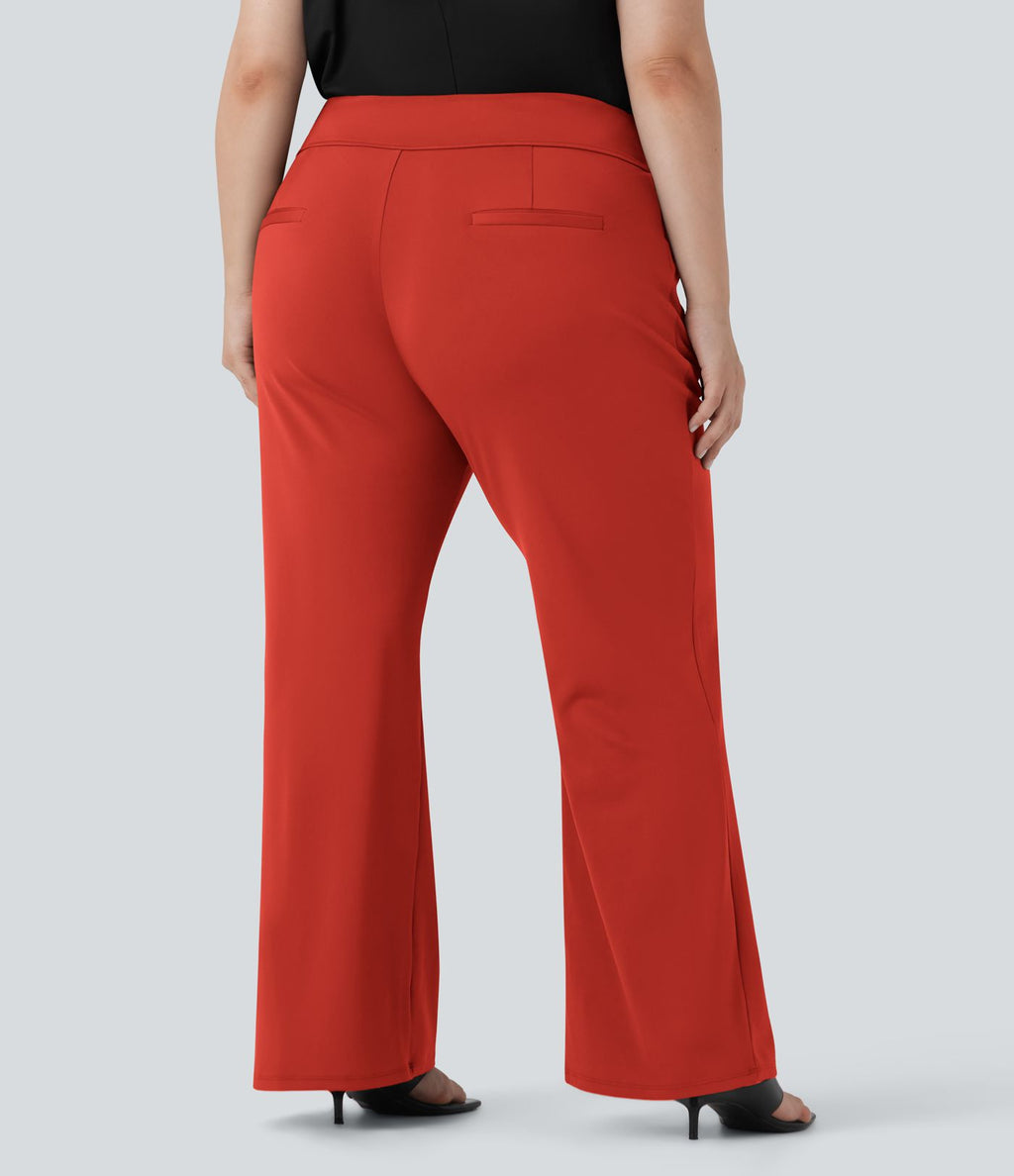 Pantalon tailleur évasé grande taille taille haute Halara Flex™ DayStretch avec poches zippées latérales