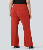 Pantalon tailleur évasé grande taille taille haute Halara Flex™ DayStretch avec poches zippées latérales