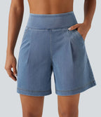 Halara Flex™ Short décontracté ample en jean taille haute 17,5 cm avec poches