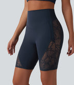 Short cycliste de yoga Halara UltraSculpt™ taille haute, gainant, en dentelle contrastée, 23 cm, avec poche