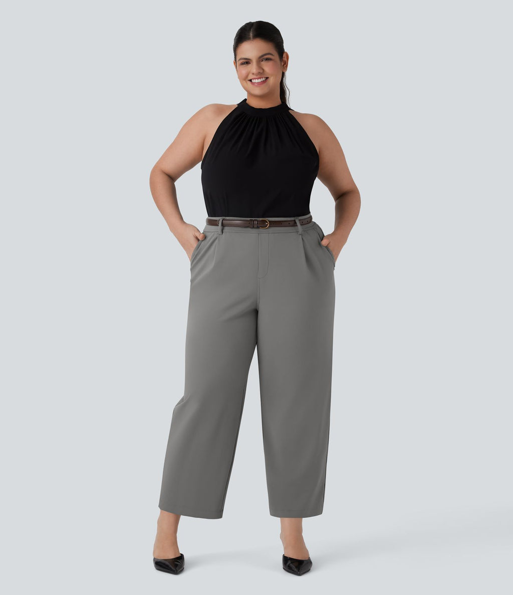 Pantalon de travail grande taille fuselé longueur cheville taille haute Halara Flex™ DayStretch avec poches
