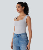 Haut d'intérieur 2-en-1 col U sans manches sans couture OneForm Seamless Flow