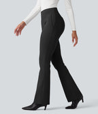 Pantalon tailleur évasé taille haute avec poches
