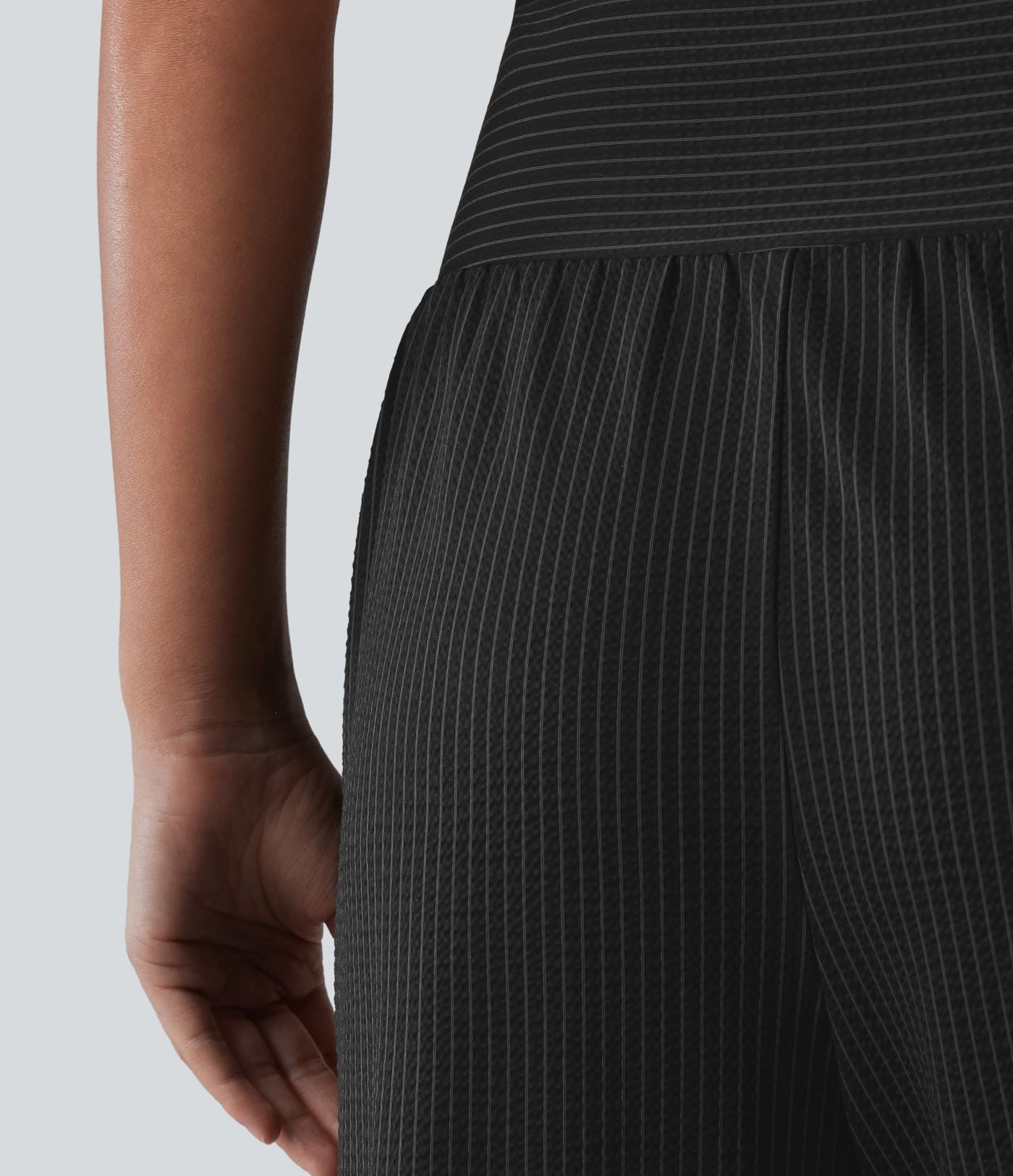Pantalon décontracté taille haute ventre plat à rayures séchage rapide avec poches - UPF40+