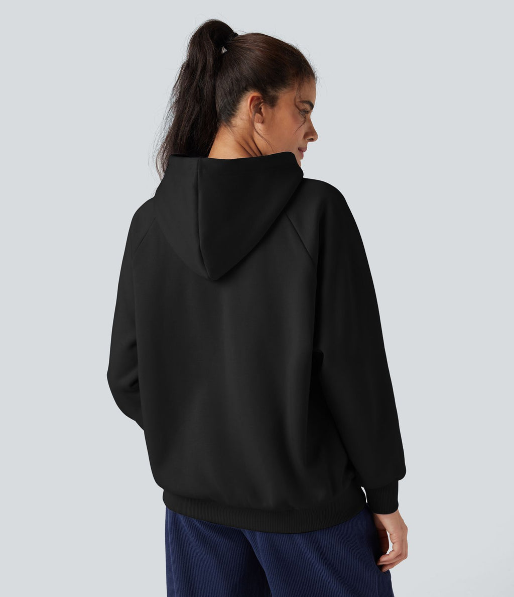 Sweat-shirt coton polaire à capuche cordon de serrage manches longues avec poches