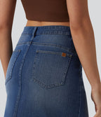 Jupe mini en jean Halara Flex™ casual taille mi-haute asymétrique avec poches