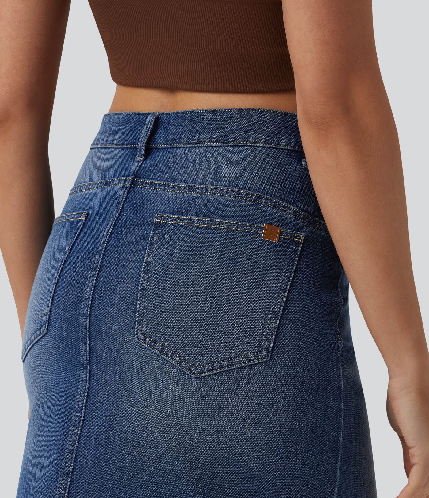 Jupe mini en jean Halara Flex™ casual taille mi-haute asymétrique avec poches