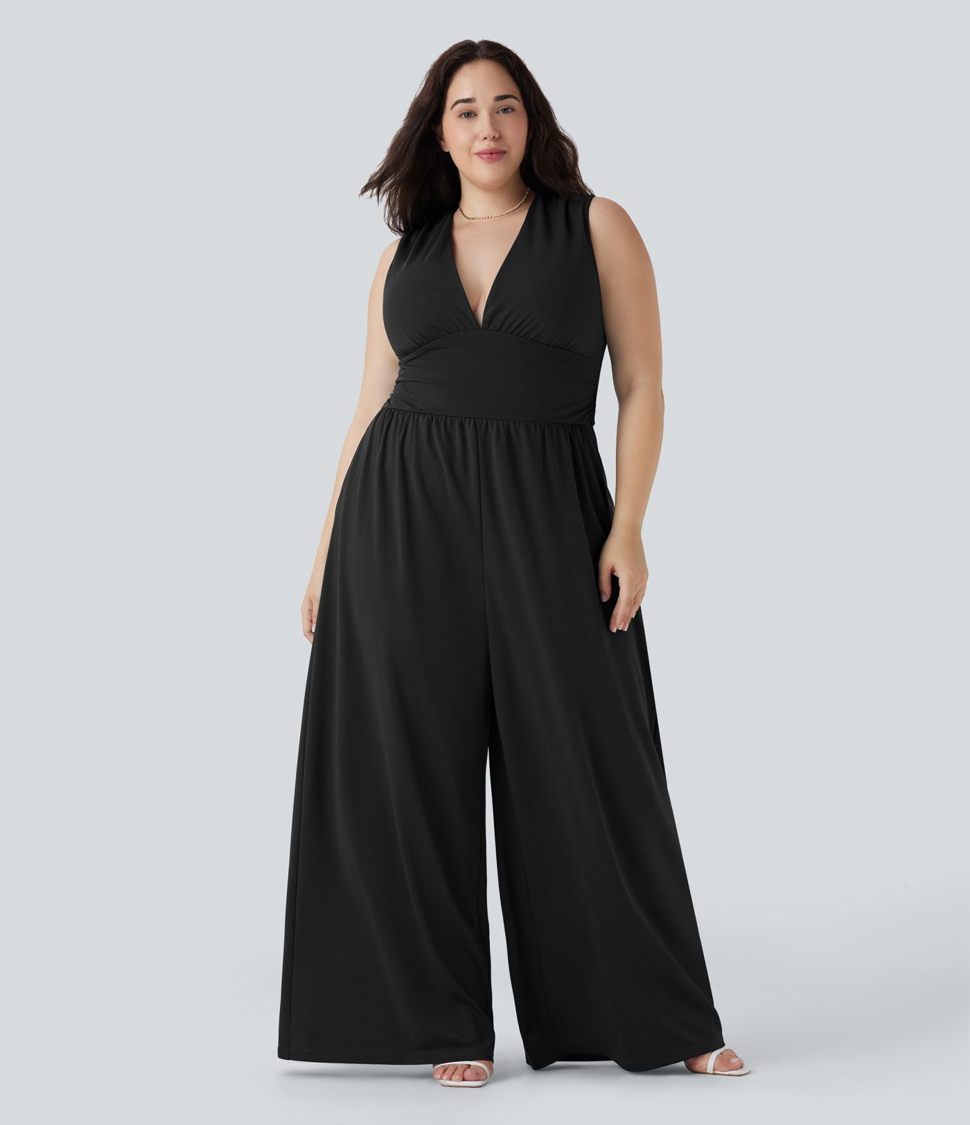 Combinaison grande taille col V sans manches avec poches - Édition Easy Peasy