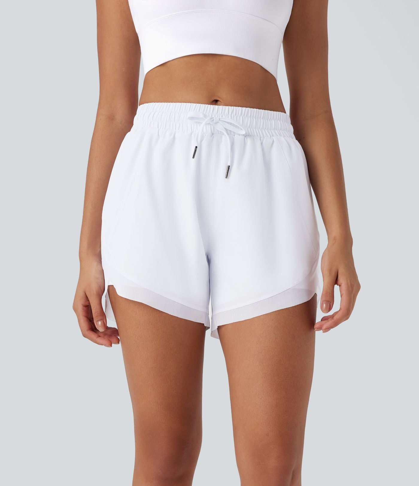 Short 12,5cm Running Fluide 2 en Taille Mi-Haut Cordon de Serrage Mesh Contrastant