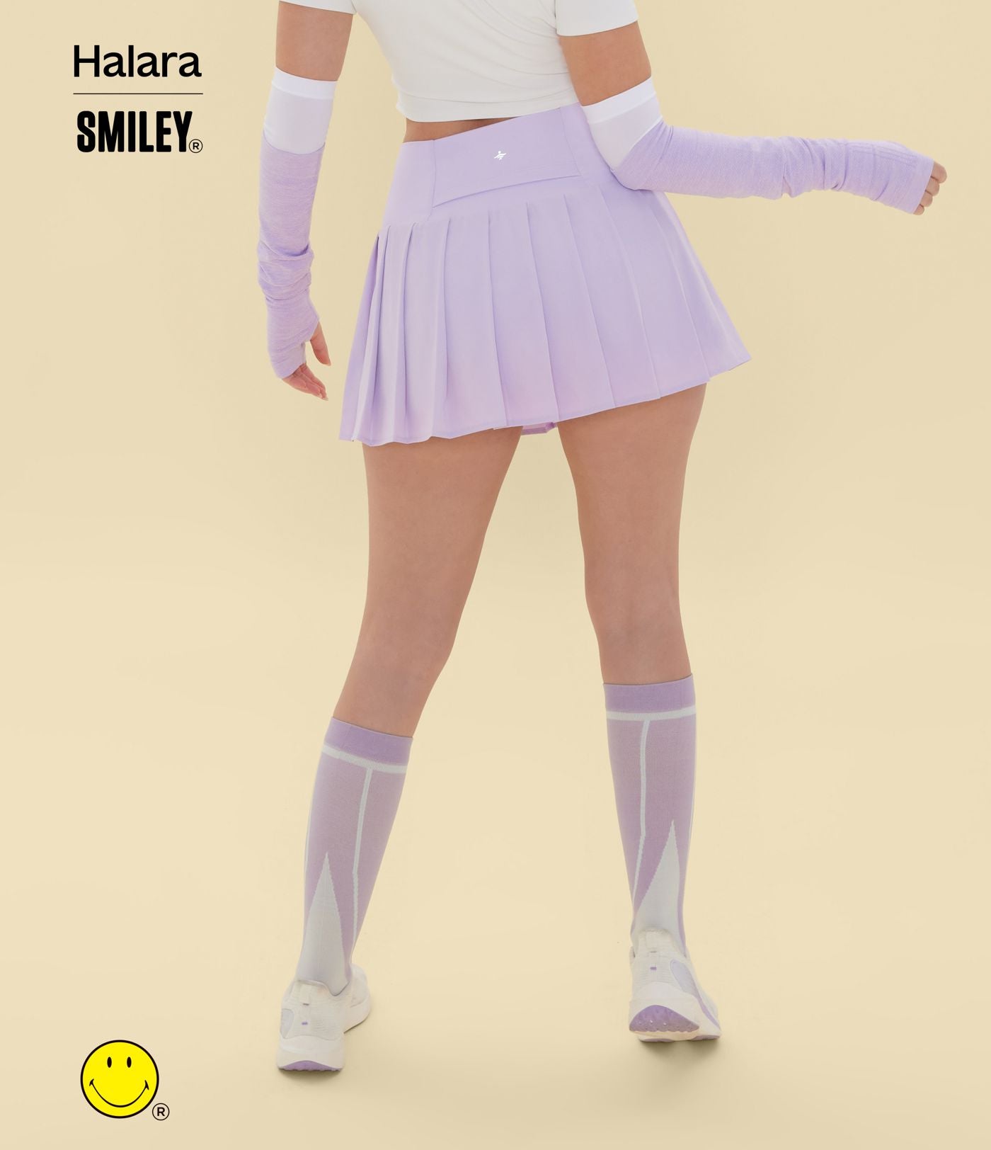 Jupe mini de danse plissée 2-en-1 Halara X Smiley® Breezeful™ taille haute à ourlet asymétrique séchage rapide avec poches