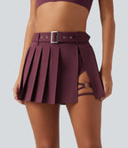 Jupe-short de danse micro-mini Breezeful™ taille mi-haute plissée avec ceinture, ourlet asymétrique, poche et séchage rapide