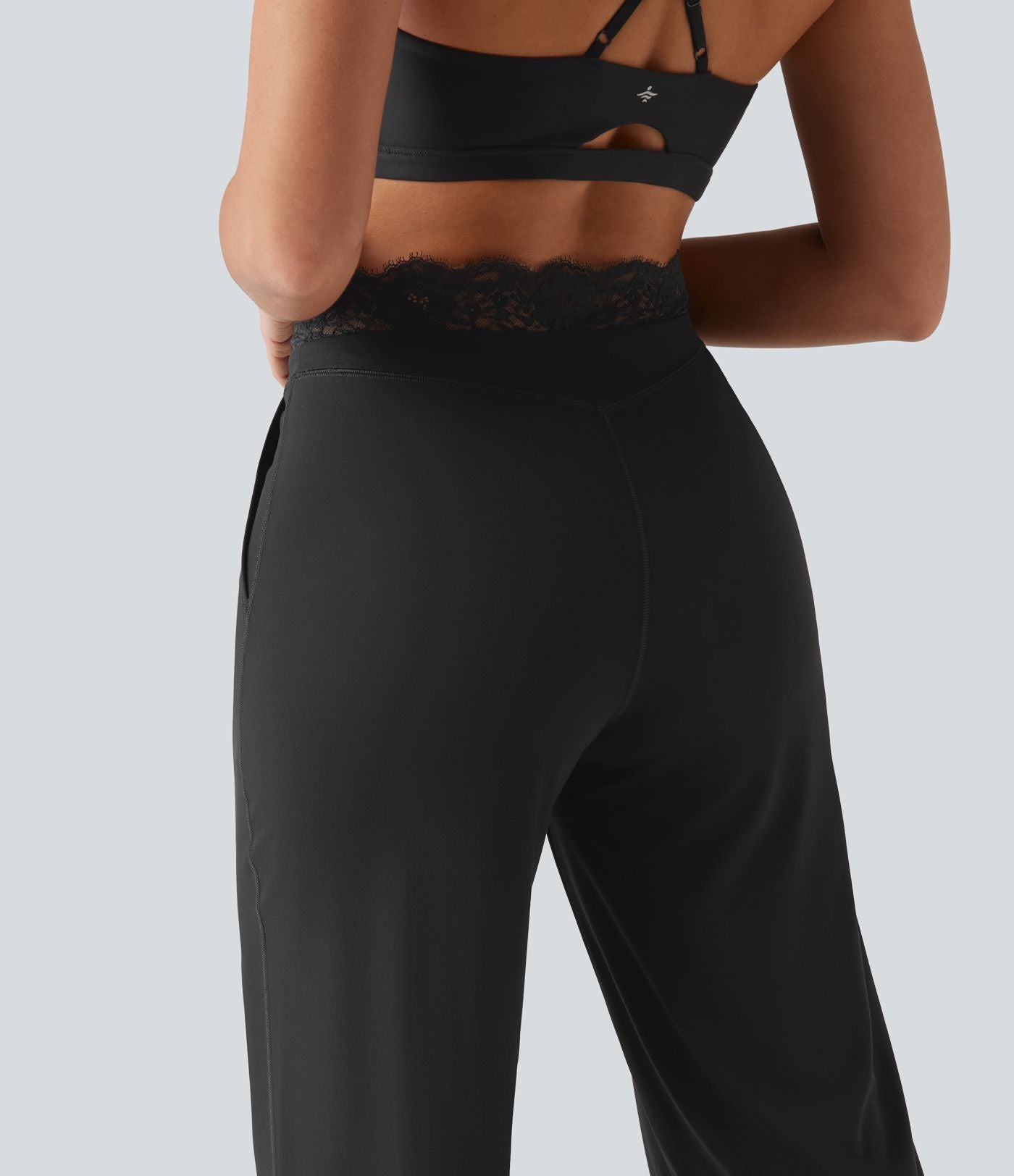 Pantalon de yoga Halara UltraSculpt™ droit taille haute gainant avec dentelle contrastée et poches