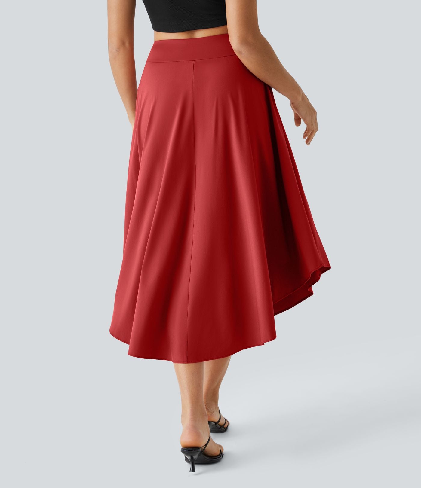 Breezeful™ Jupe Taille Haute Casual Midi Séchage Rapide Fluide Fentes Latérales Nouées 2 en 1