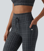 Legging de yoga Halara UltraSculpt™ taille haute avec cordon de serrage imprimé carreaux avec poches