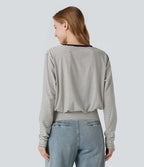 T-shirt rayé col rond manches longues
