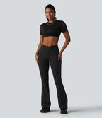 OneForm Seamless Flow Haut de sport crop col rond manches courtes avec découpes