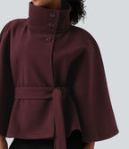 Manteau cape de travail à col montant, manches longues et ceinture