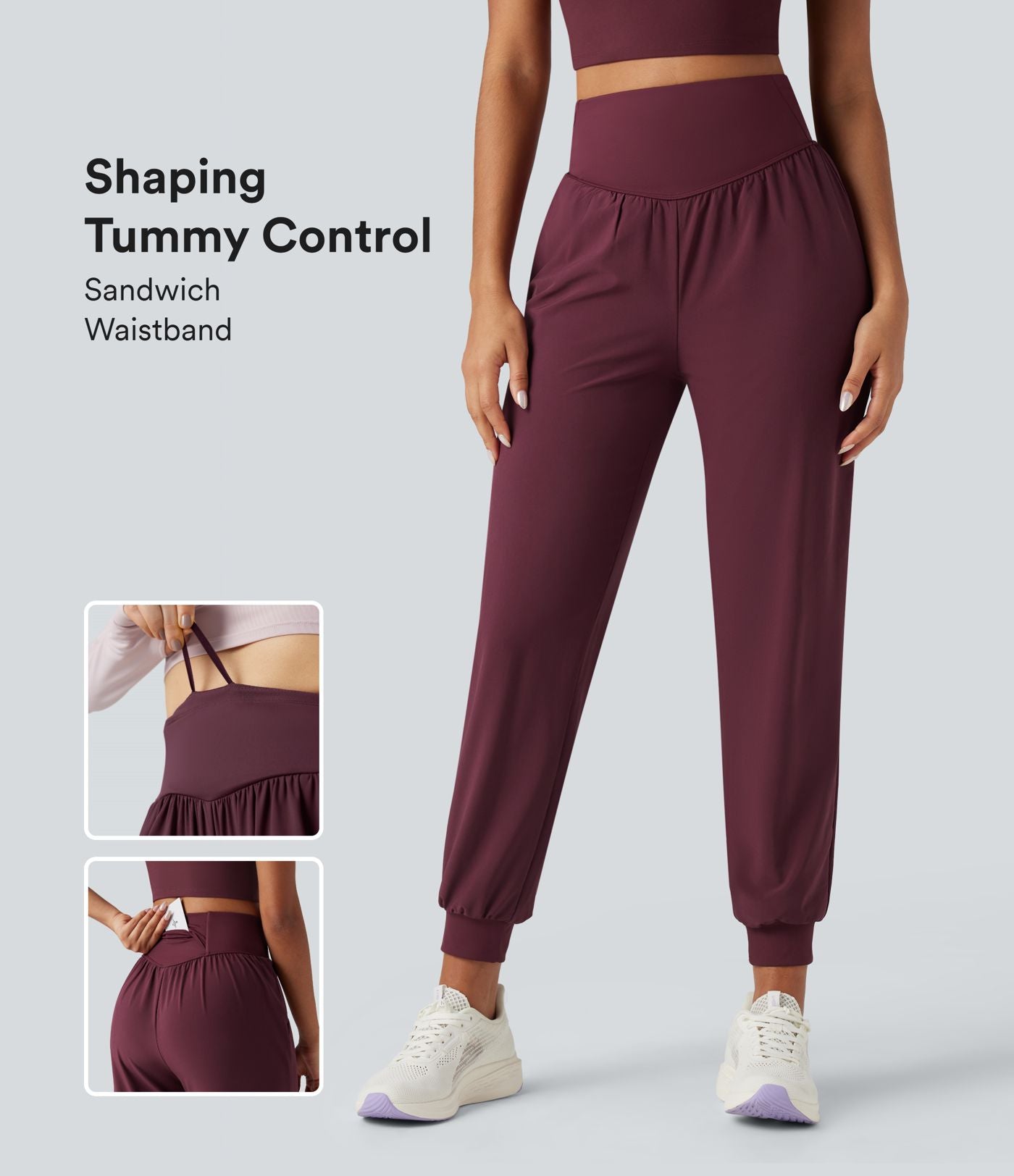Jogging de course gainant taille haute avec cordon de serrage intérieur et séchage rapide avec poches Breezeful™