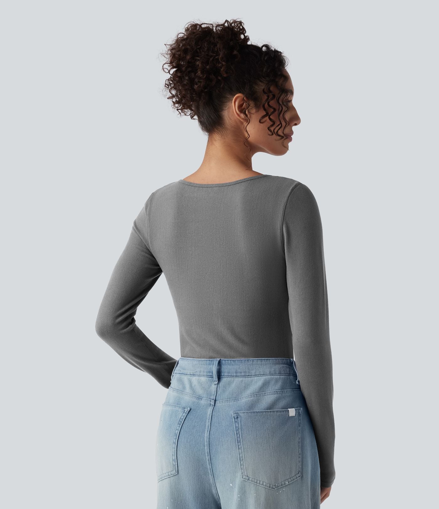 Top casual chaud push-up avec bonnets moulés, col cranté et manches longues - Bonnet A/B