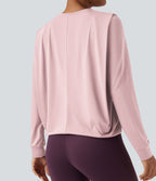 Haut de sport yoga col rond manches longues froncé - UPF50+