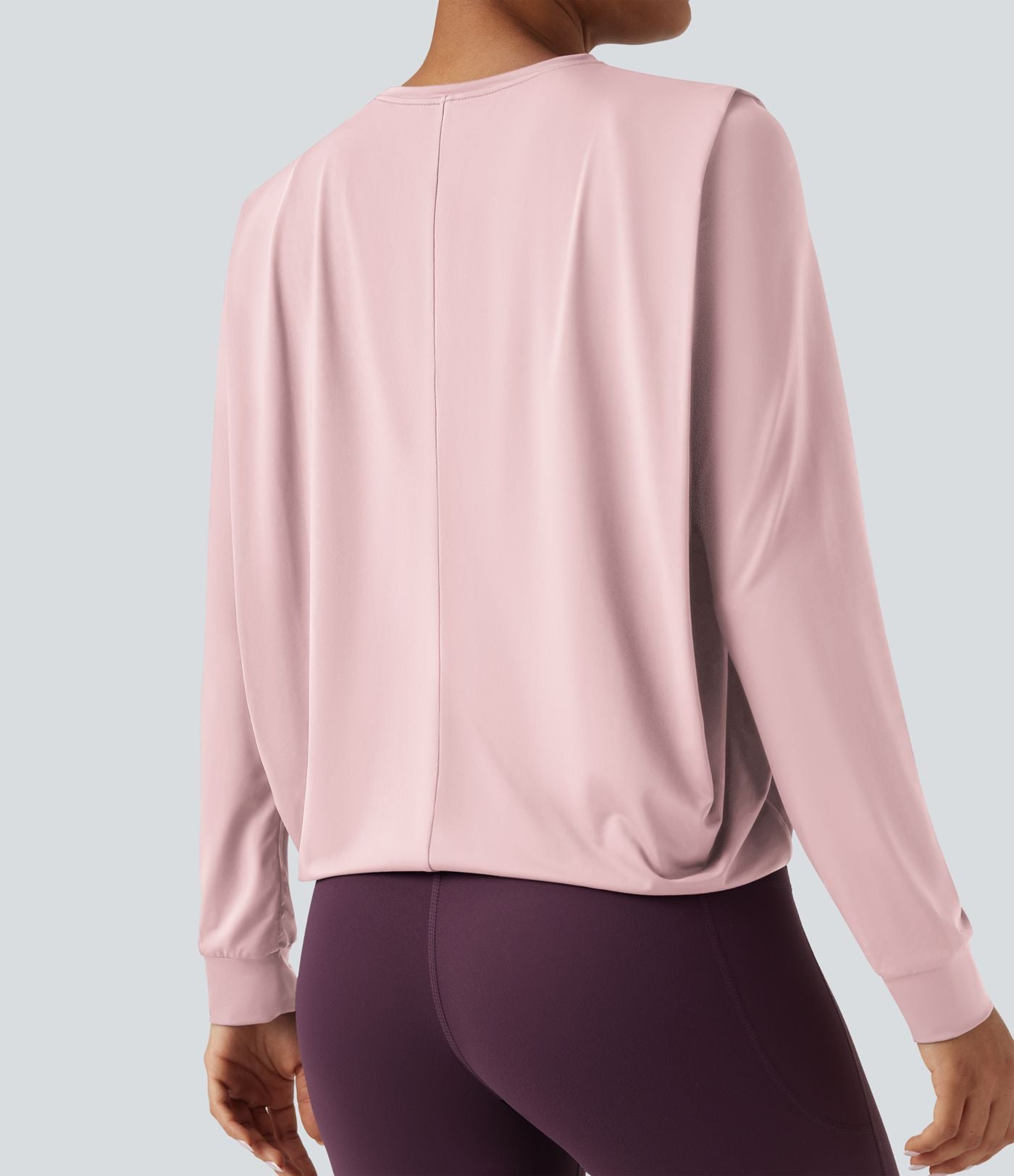 Haut de sport yoga col rond manches longues froncé - UPF50+