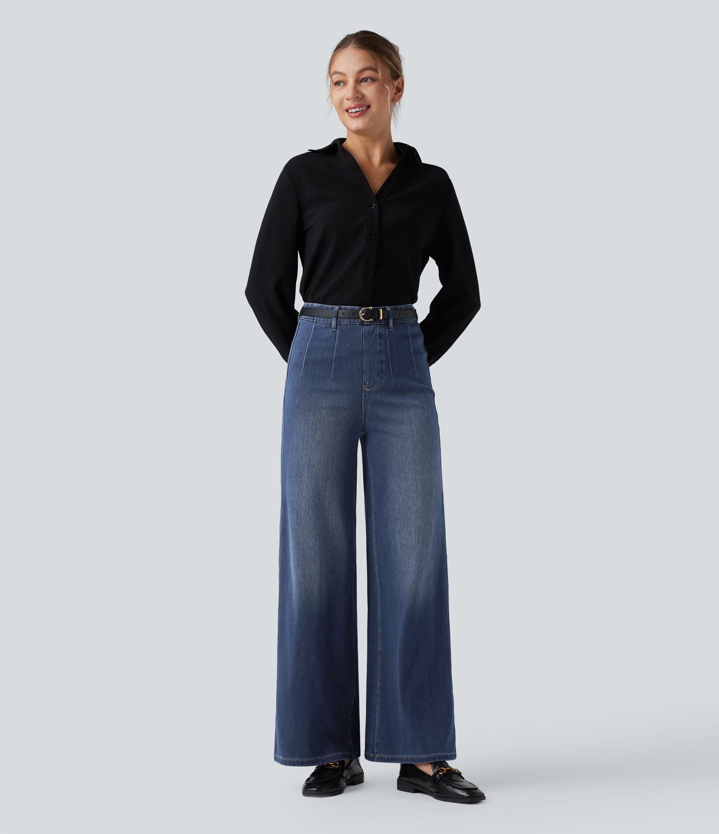 Halara Flex™ Jean large décontracté taille haute gainant avec poches
