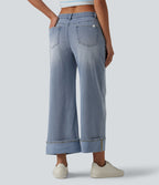 Jean large Halara Flex™ taille mi-haute asymétrique avec ourlet retroussé et poches