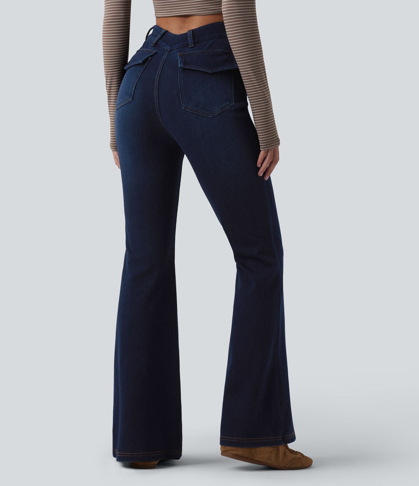 Jean Halara Flex™ taille haute en V évasé décontracté avec poches