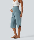 Pantalon corsaire de grossesse super taille haute en Breezeful™ à ourlet incurvé et séchage rapide avec poches