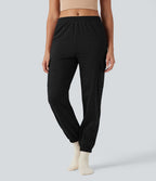 Jogging jogging cargo thermique décontraction taille mi-haute séchage rapide chiné avec poches - UPF40+