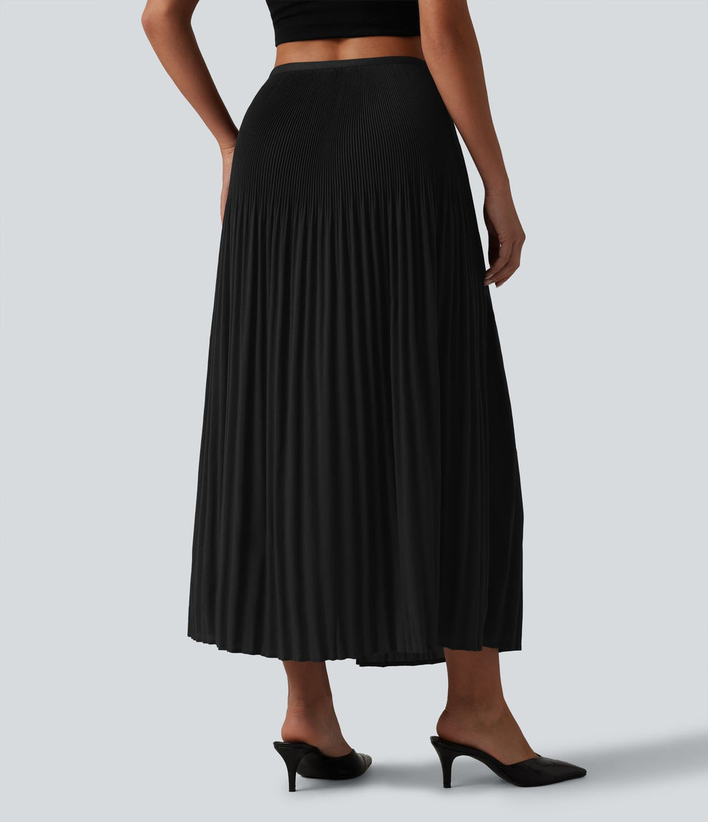 Jupe midi casual plissée taille haute