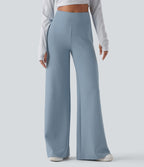 Pantalon décontracté ample taille haute avec poches