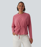 Top casual SoftlyZero™ col rond manches longues avec cordon de serrage - UPF50+