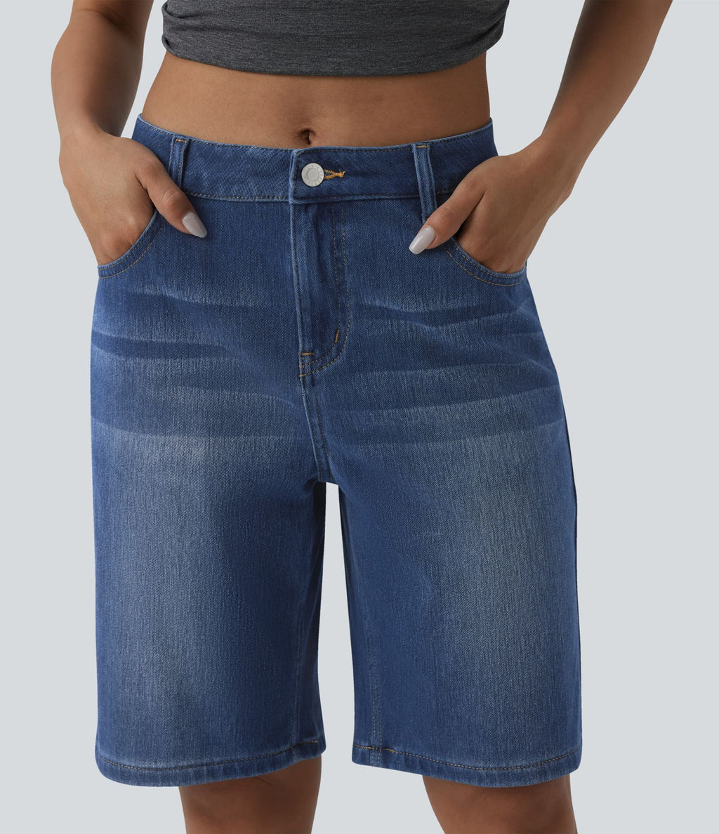 Halara Flex™ Bermuda en denim taille mi-haute avec poches