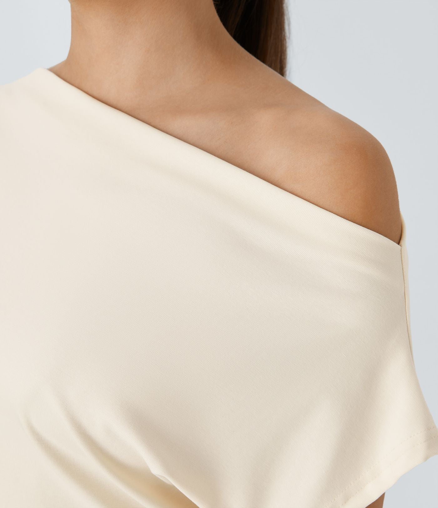 Top Casual Épaules Dénudées Manches Courtes Ruchées
