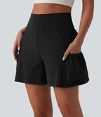 Short de sport SoftlyZero™ Airy taille haute gainant et rafraîchissant 2 en 1, 12,5 cm, avec poches
