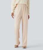 Jogging taille mi-haute coupe droite avec poches