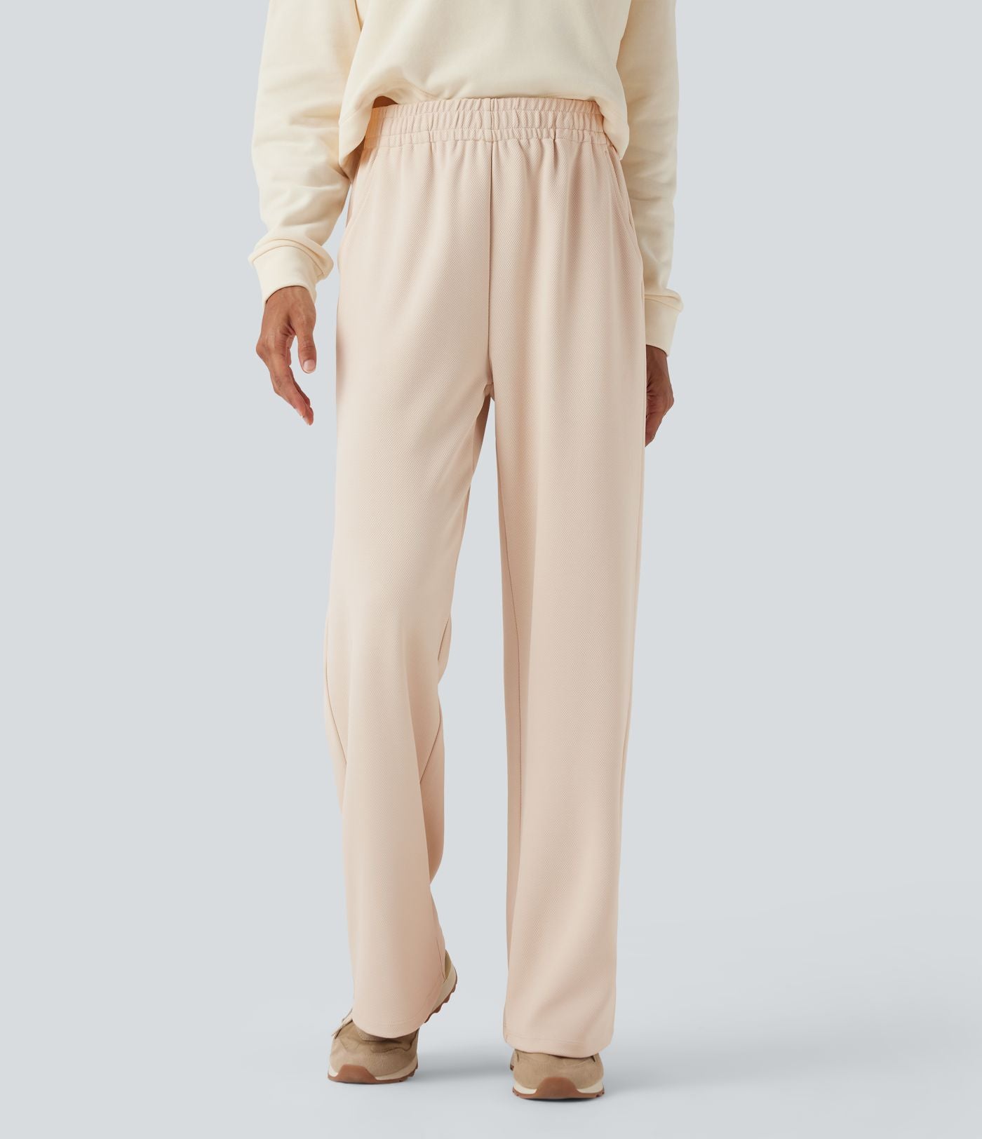 Jogging taille mi-haute coupe droite avec poches