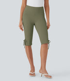 Pantalon corsaire décontracté taille moyenne à laçage avec poches arrière