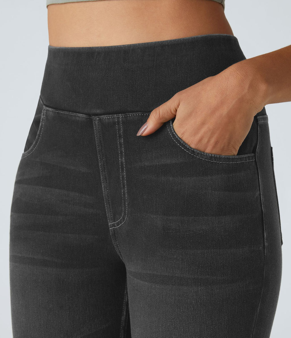 Leggings 7/8 décontractés en denim taille haute avec poches Halara Flex™